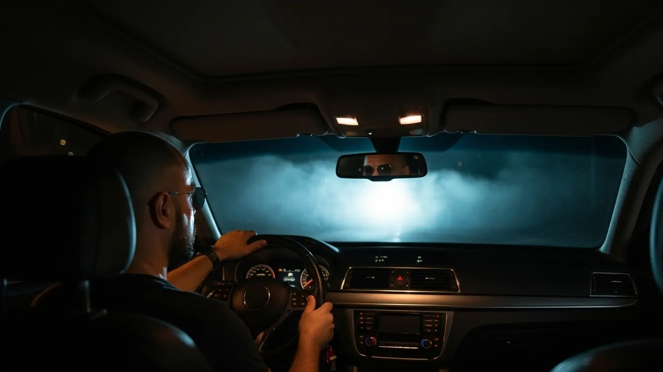 Persona de espaldas frente a la carretera cubierta de niebla, representando la influencia de Neptuno en la carta natal.